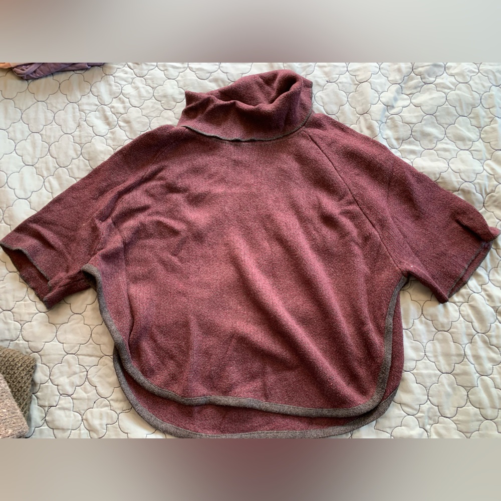 LOFT Purple and Gray Cowl Neck Short sleeve Sweater